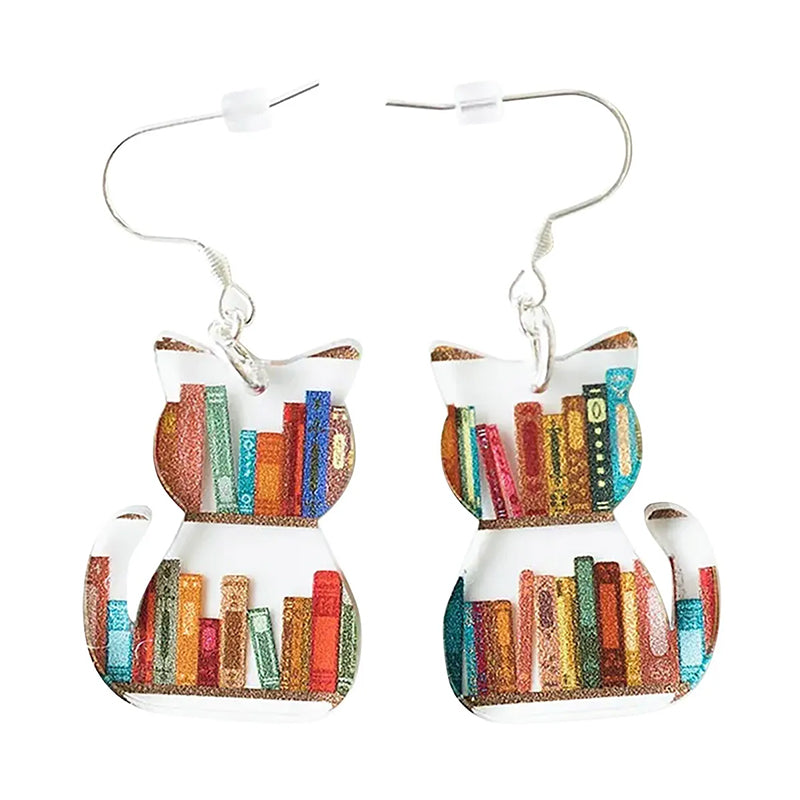 Cat Earrings With Books