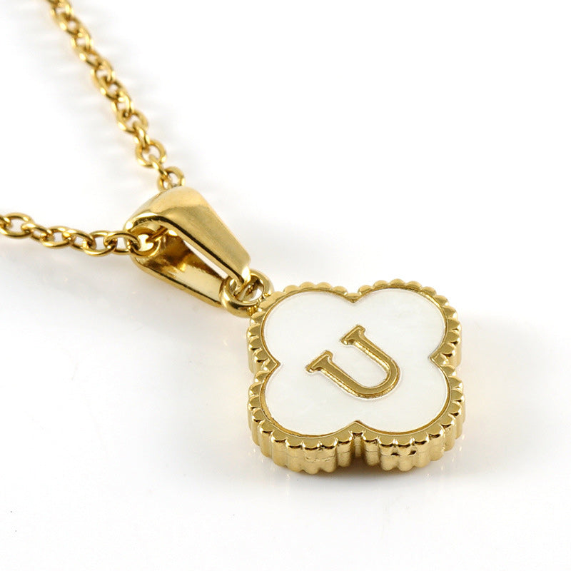 Four Leaf Clover Monogram Necklace