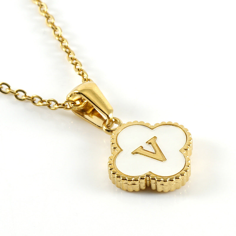 Four Leaf Clover Monogram Necklace