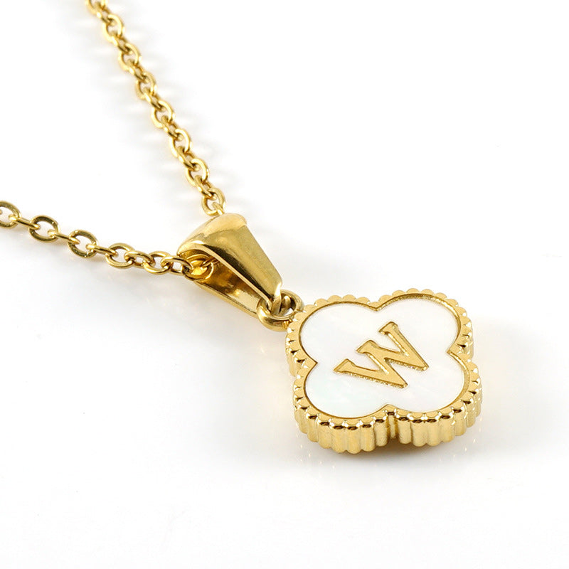 Four Leaf Clover Monogram Necklace