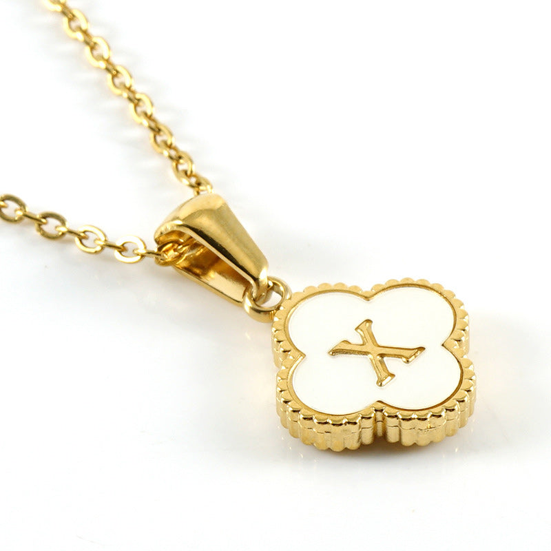 Four Leaf Clover Monogram Necklace