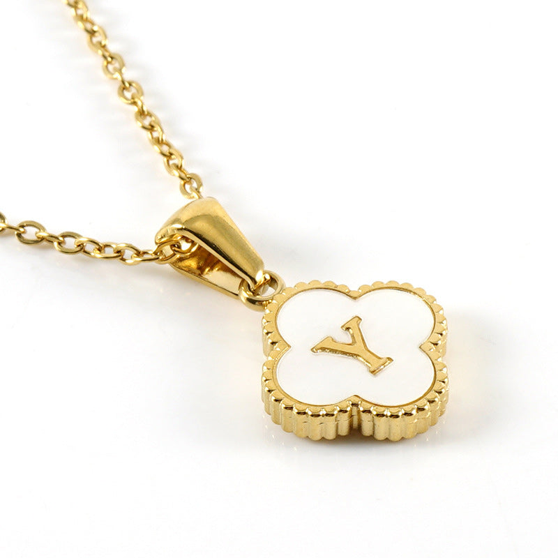 Four Leaf Clover Monogram Necklace