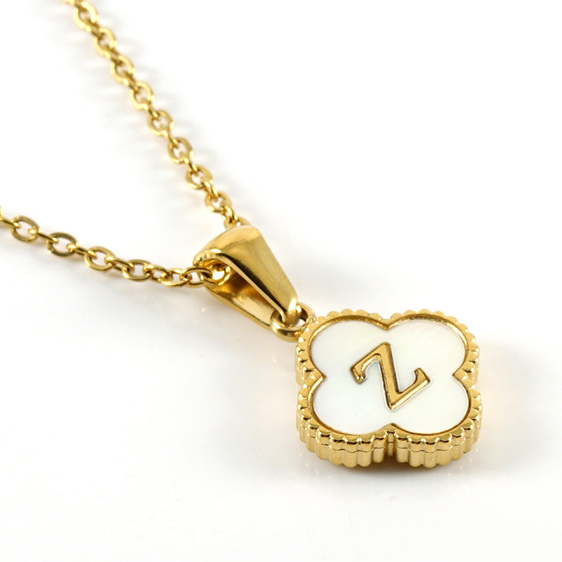 Four Leaf Clover Monogram Necklace