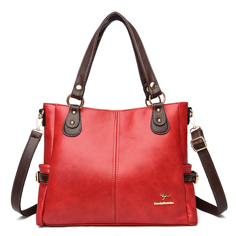 Large leather shoulder bag for women