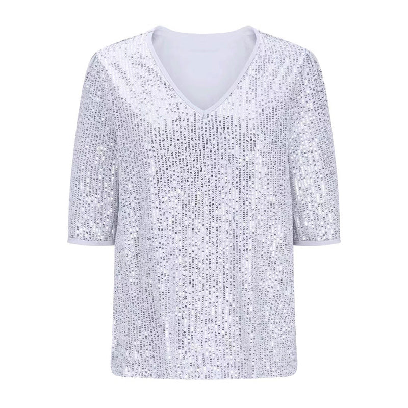 Short-sleeved V-neck T-shirt