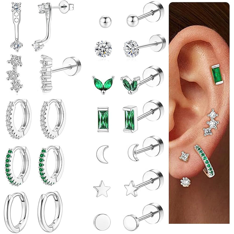 Zircon Moon and Star Set Earrings