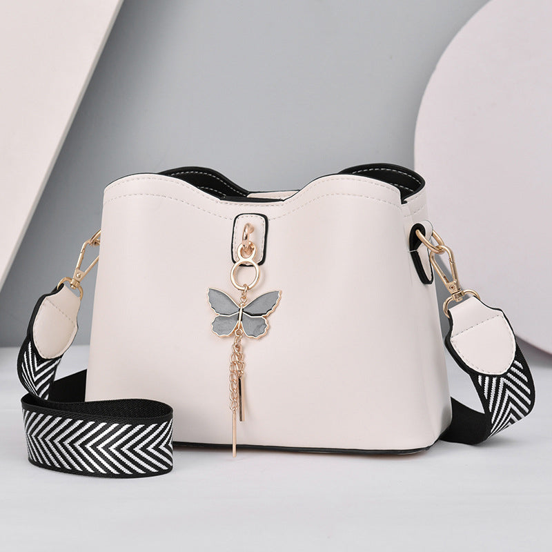 Plain Color Butterfly Leather Shoulder Bag