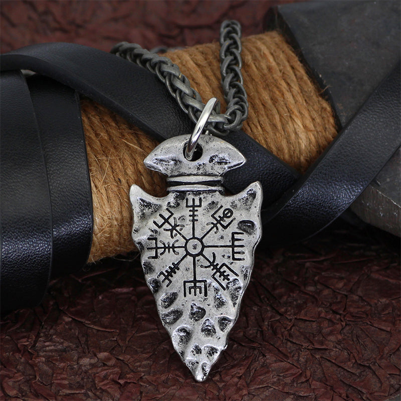 Odin's Spear Necklace with Vegvisir Symbol