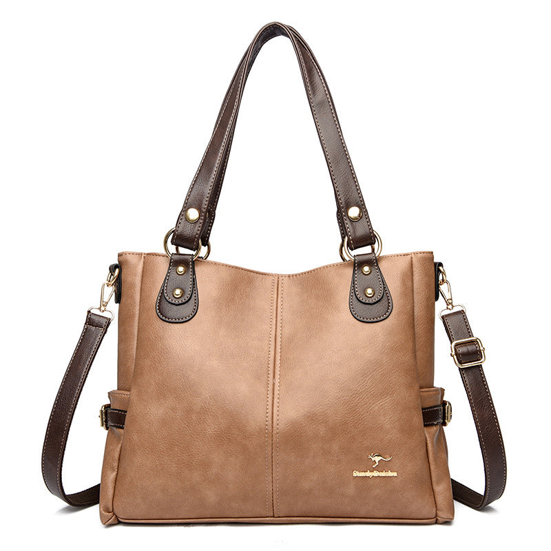 Large leather shoulder bag for women