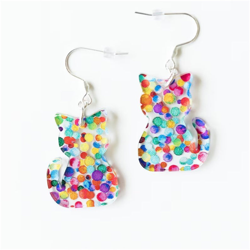 Cat Earrings With Books