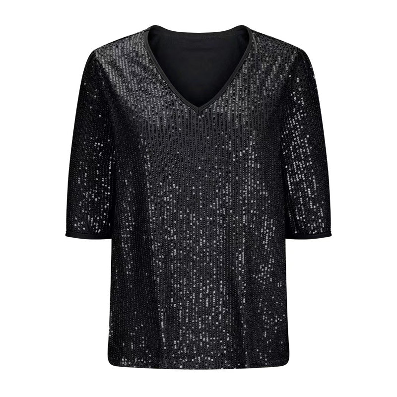Short-sleeved V-neck T-shirt
