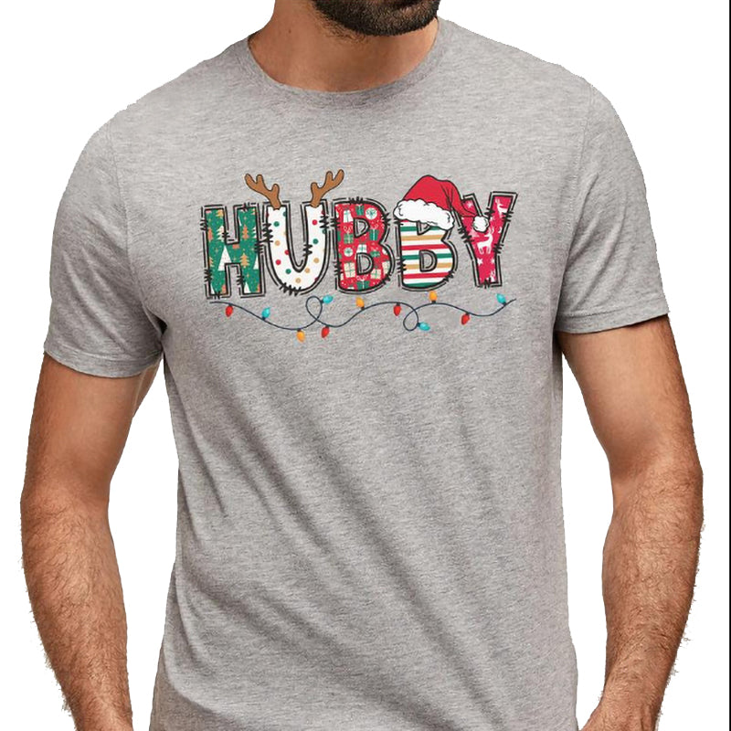 Christmas Letter 3D Print Round Neck Short Sleeve