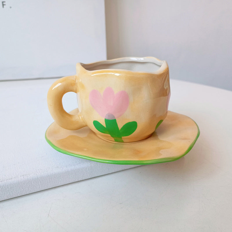 Handpainted Flower Ceramic Mug