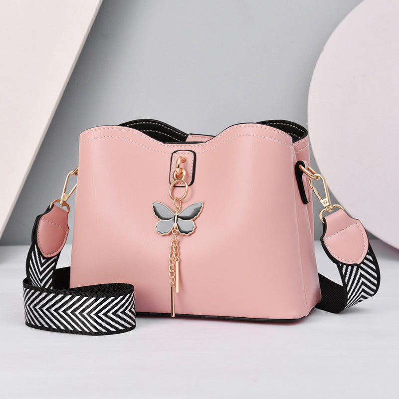 Plain Color Butterfly Leather Shoulder Bag