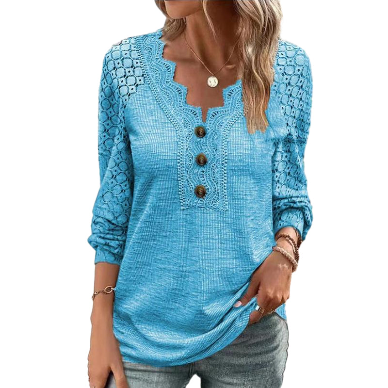 Lace Long Sleeve Panel T-Shirt