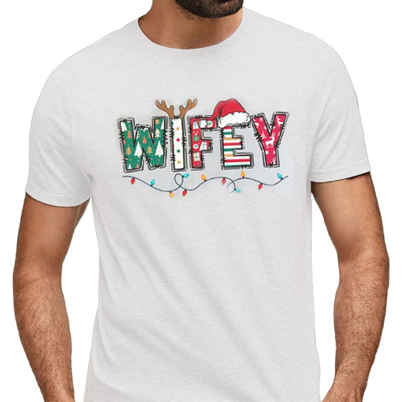 Christmas Letter 3D Print Round Neck Short Sleeve