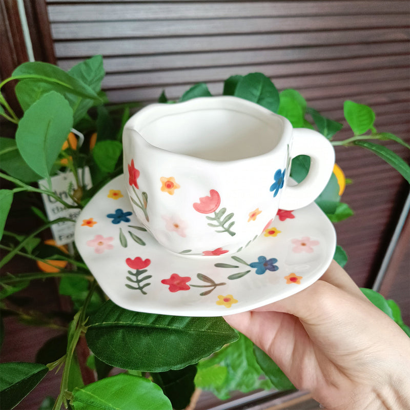 Handpainted Flower Ceramic Mug