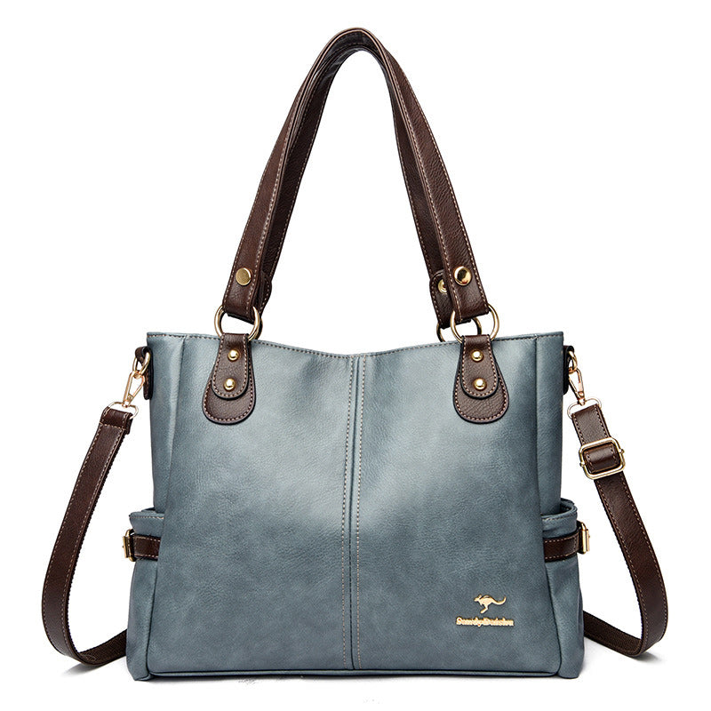 Large leather shoulder bag for women