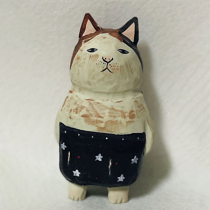 Handmade Cute Cat Wood Carving Ornaments