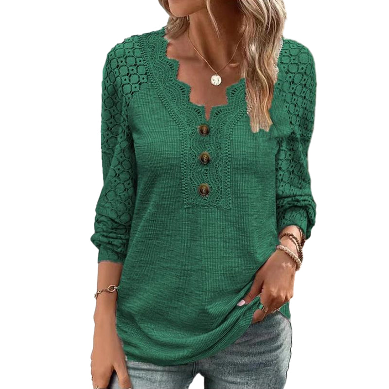 Lace Long Sleeve Panel T-Shirt