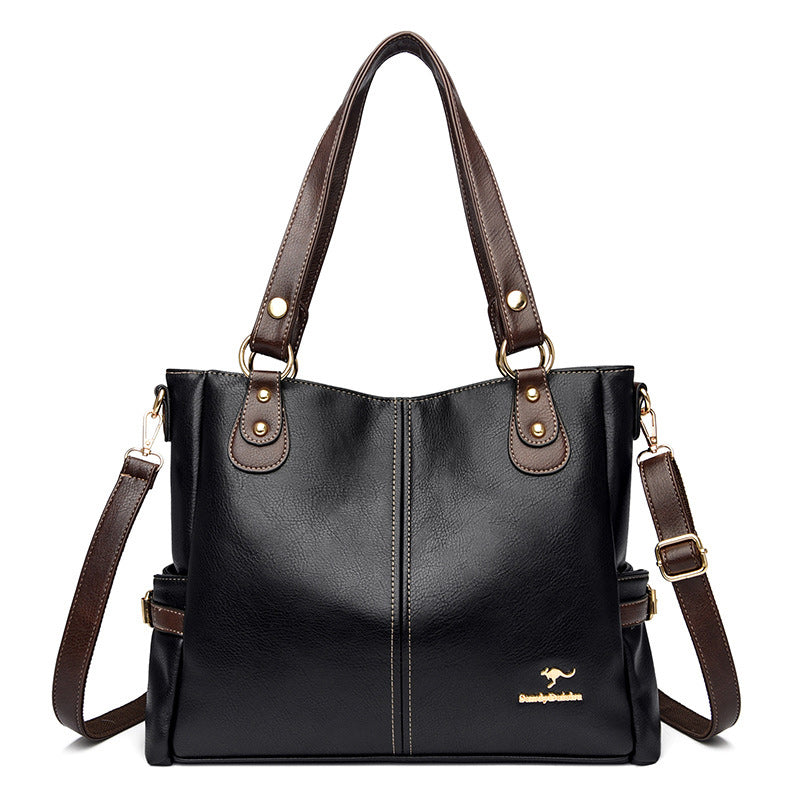 Large leather shoulder bag for women