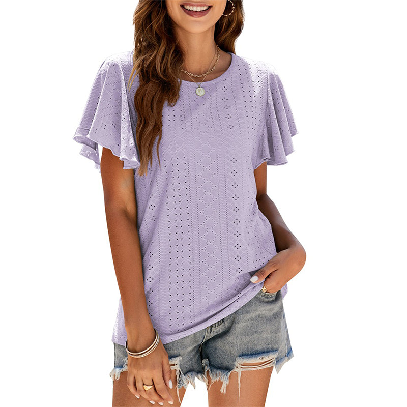 Cutout Ruffle Sleeve T-Shirt