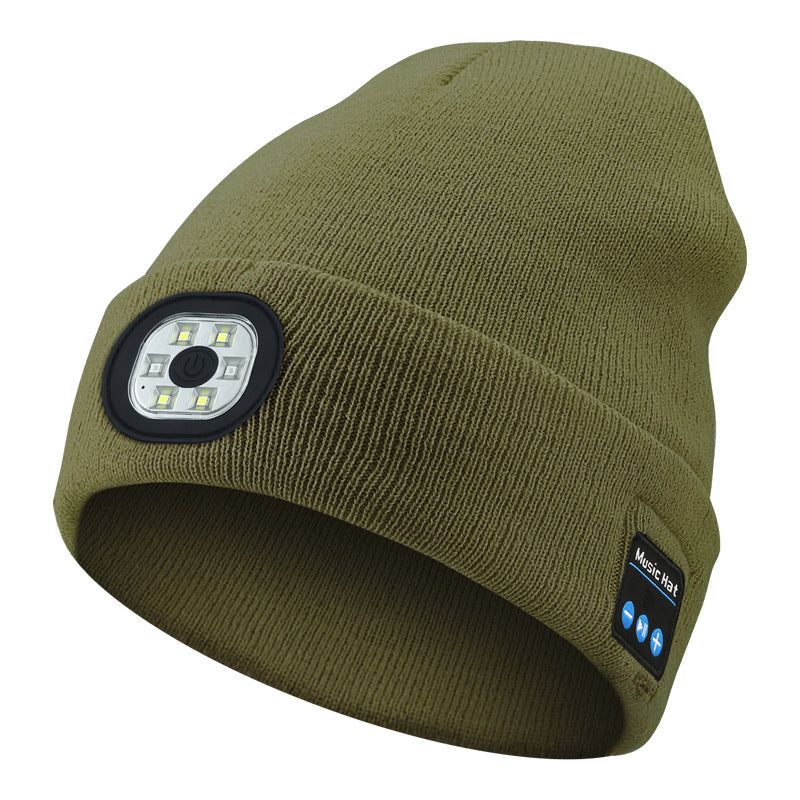 LED Bluetooth Warm Beanie Rechargeable Wireless Headset Hat Unisex