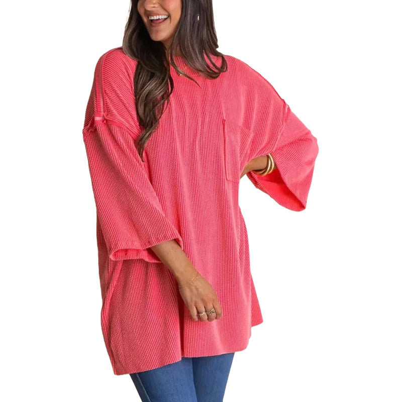 New Oversized High Neck Urban Ribbed Top
