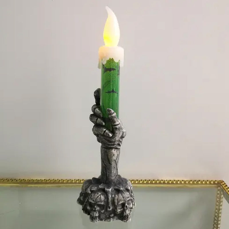 Halloween Skeleton ghost holding candle light