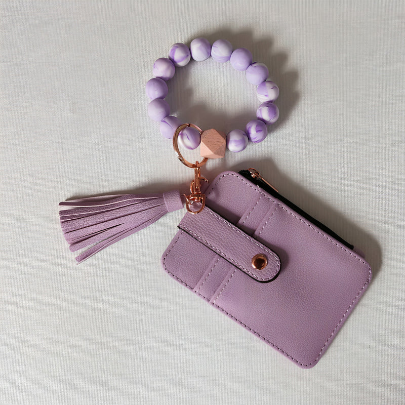 Stylish card holder with silicone bead bracelet