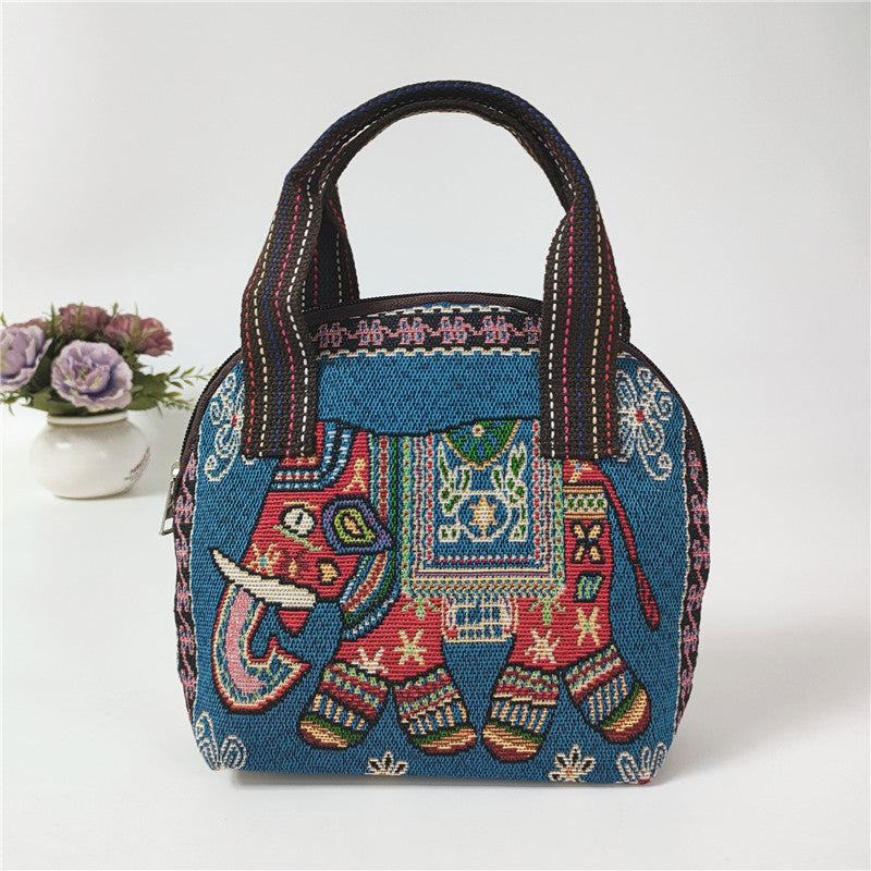Embroidered Shell Canvas Bag
