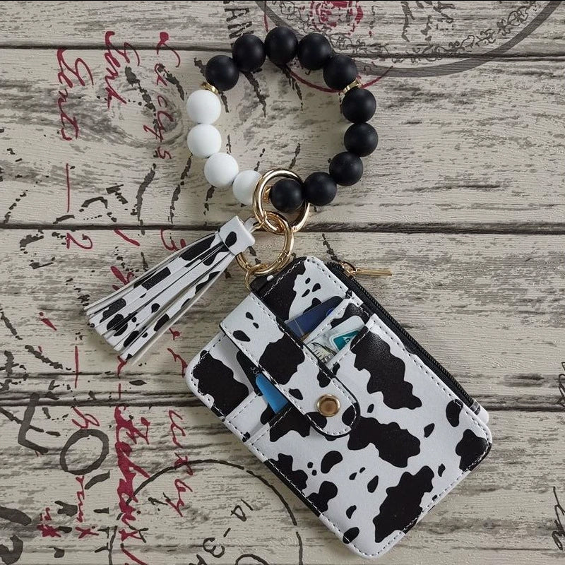 Stylish card holder with silicone bead bracelet