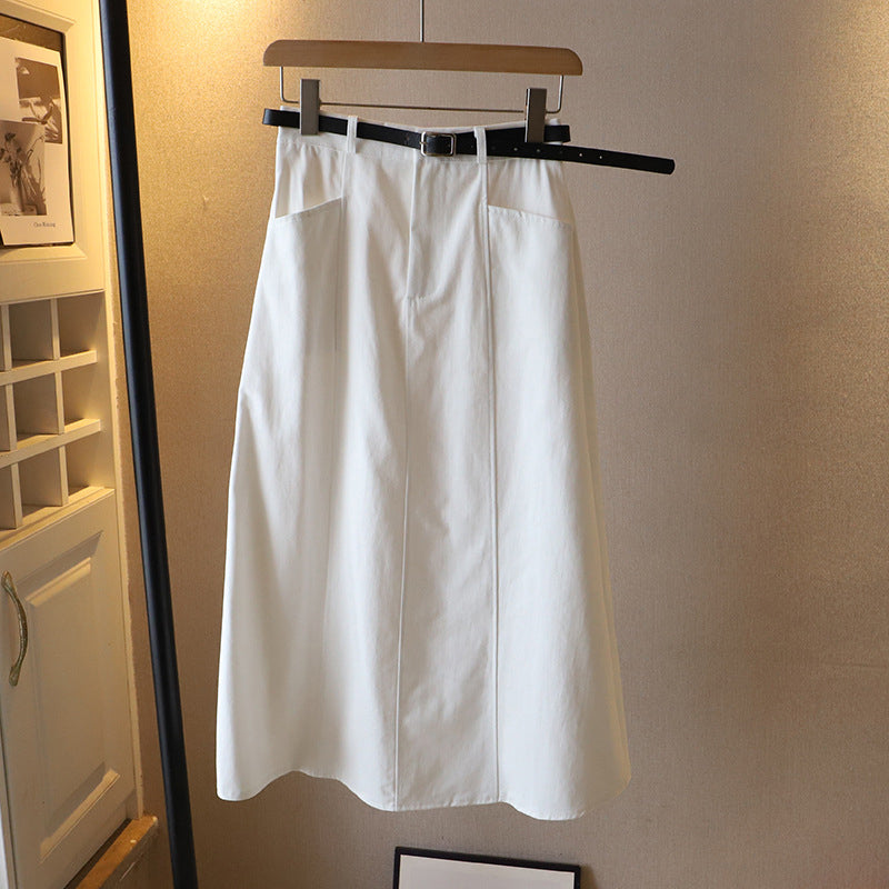 Solid Color A-Line Half-Body Skirt