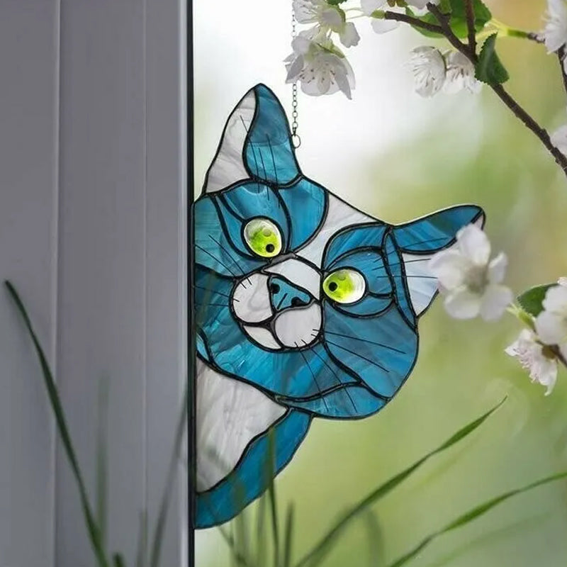 Handmade Stain Cat Suncatcher For Window