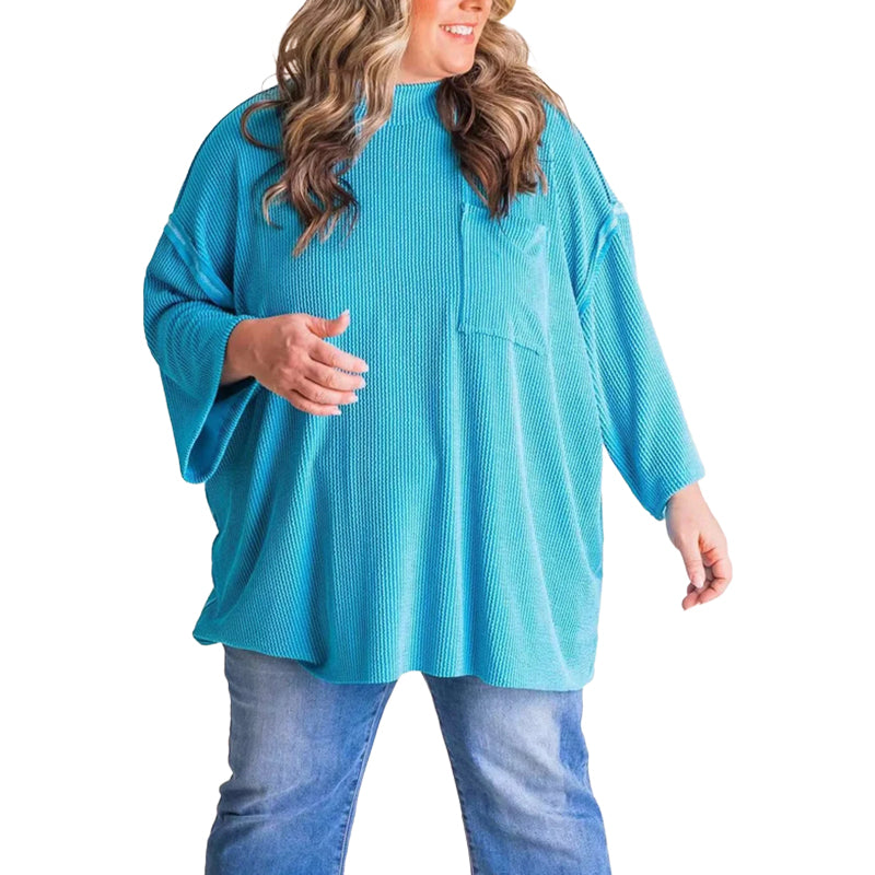 New Oversized High Neck Urban Ribbed Top