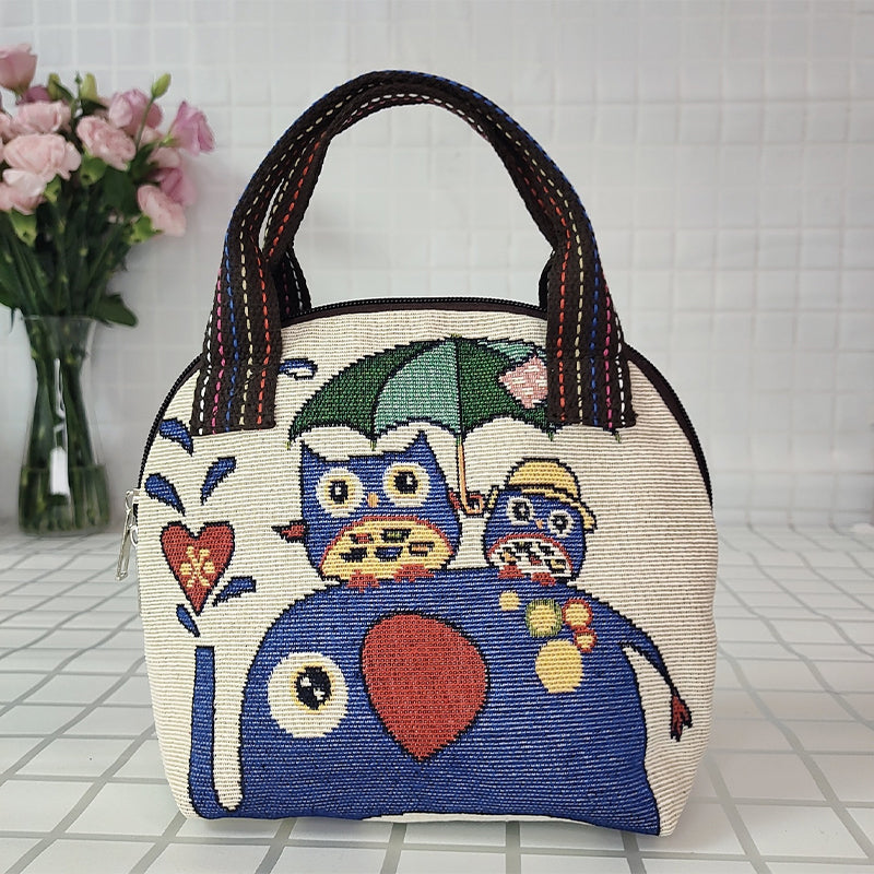 Embroidered Shell Canvas Bag
