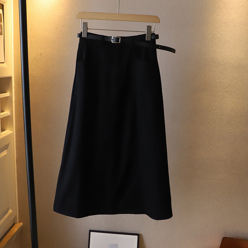 Solid Color A-Line Half-Body Skirt