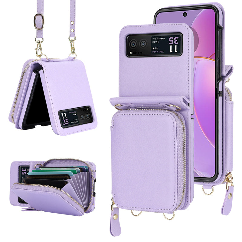 Leather Zipper Card Holder for Samsung Galaxy Z Flip3/4/5