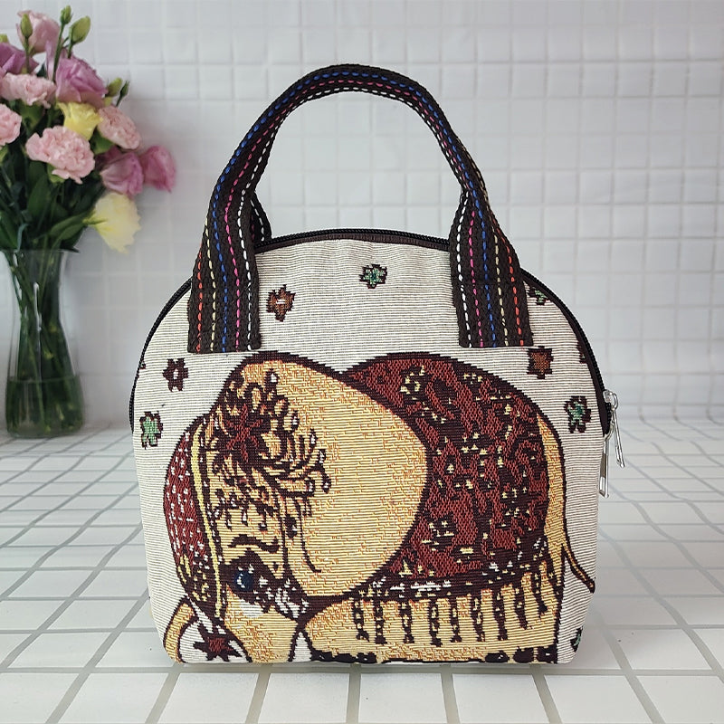 Embroidered Shell Canvas Bag