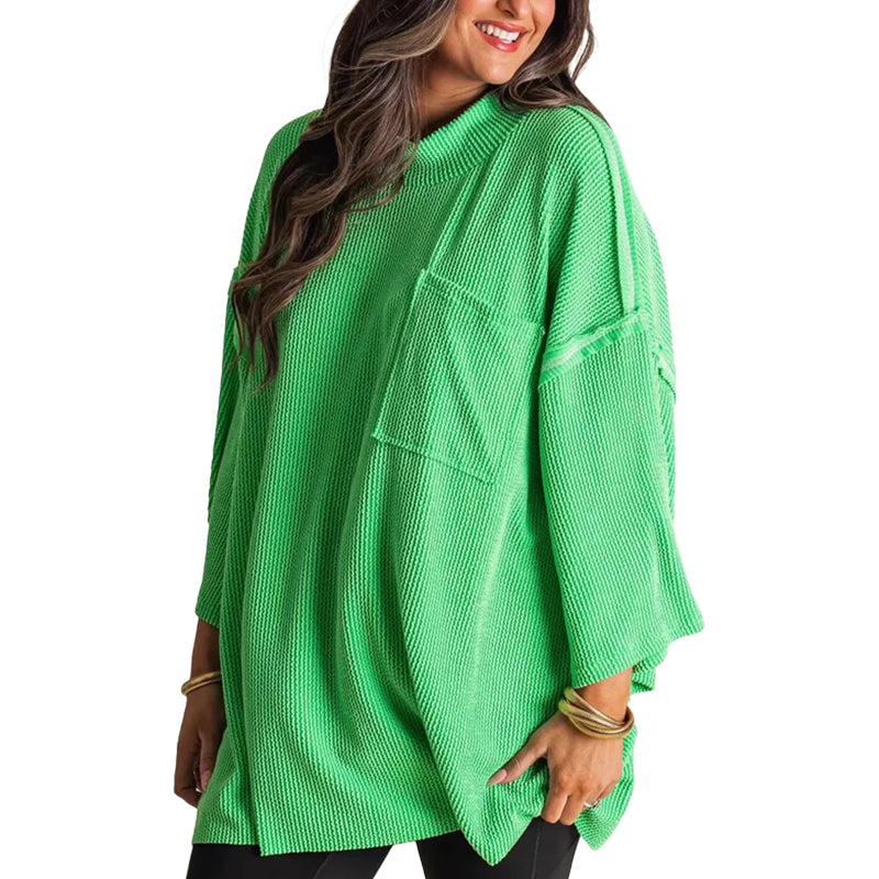 New Oversized High Neck Urban Ribbed Top