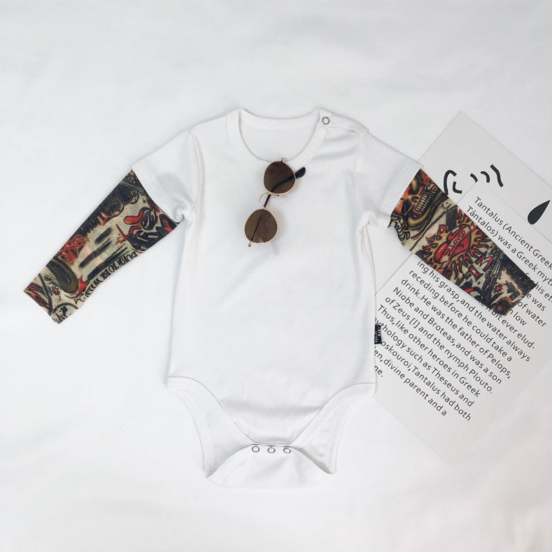 Fake Two-piece Floral Arm Long-sleeved T-shirt