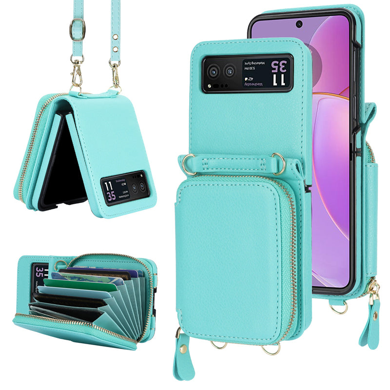 Leather Zipper Card Holder for Samsung Galaxy Z Flip3/4/5