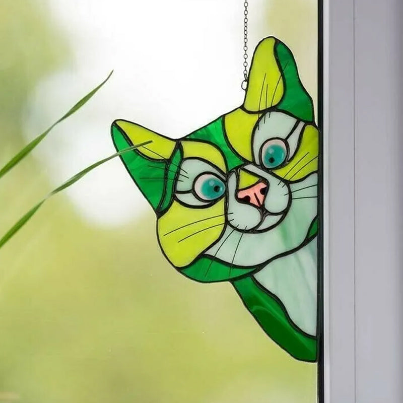 Handmade Stain Cat Suncatcher For Window