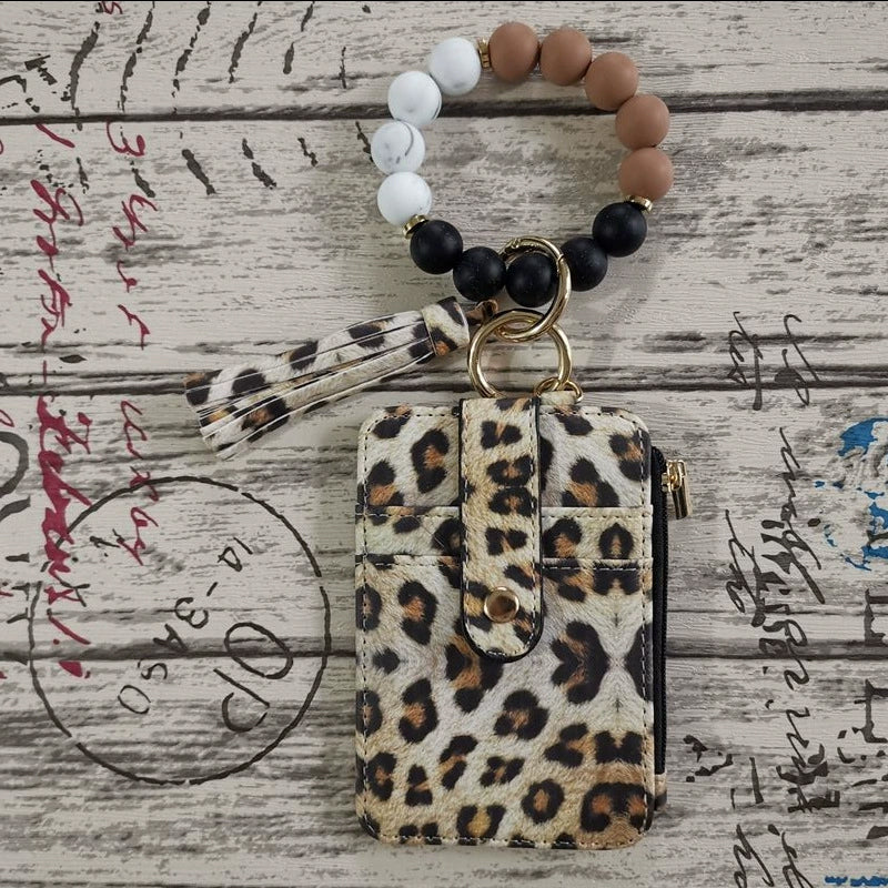 Stylish card holder with silicone bead bracelet