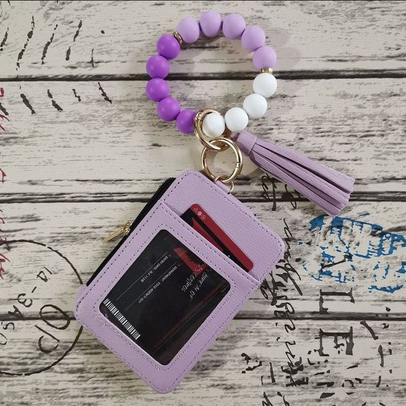 Stylish card holder with silicone bead bracelet