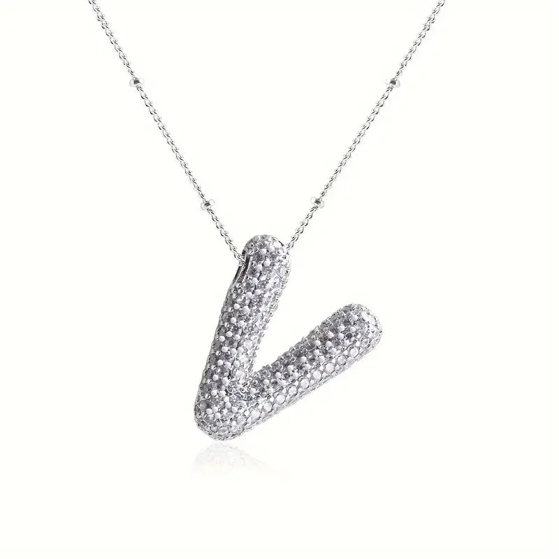 Alphabet Diamond Pendant Necklace