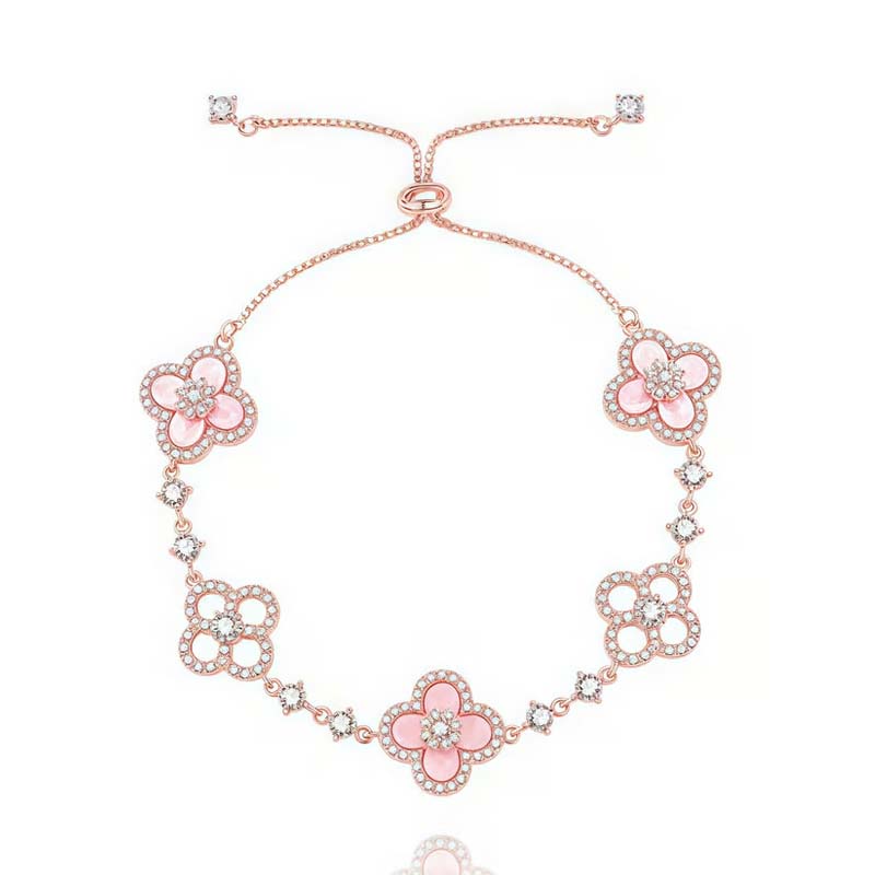 Pink Four-Leaf Clover Bracelet