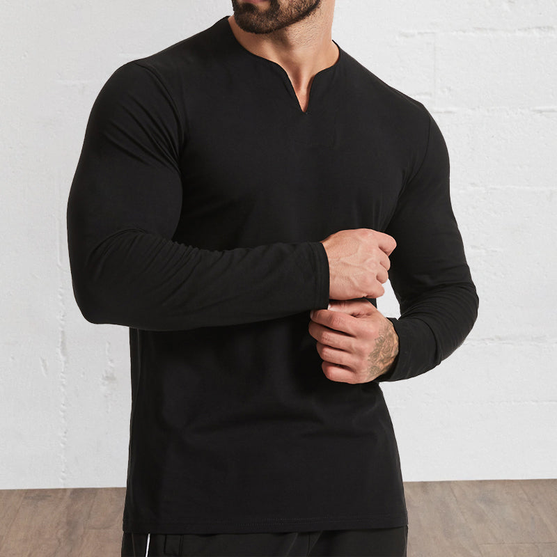 V-neck Long-sleeved T-shirt