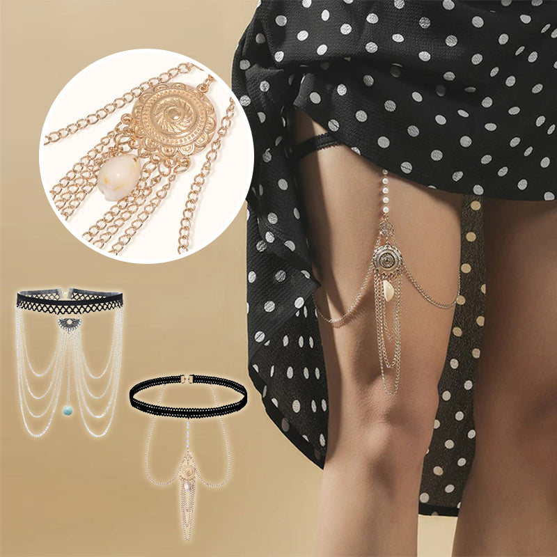 Turquoise Pendant Layered Leg Chain