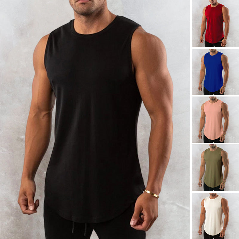 Men's Muscle Plain Crew Neck Sleeveless Vest
